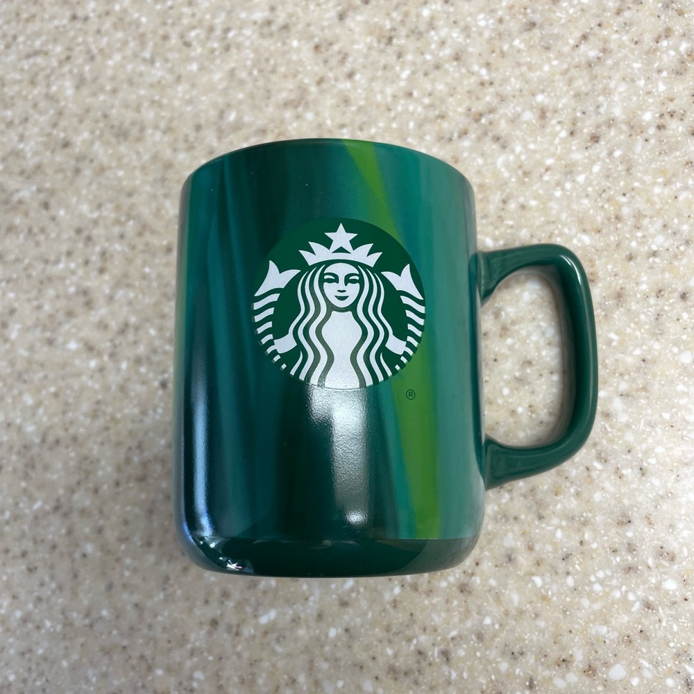 Starbucks Cup Green Marbled Coffee Mug 2022 15 Oz
